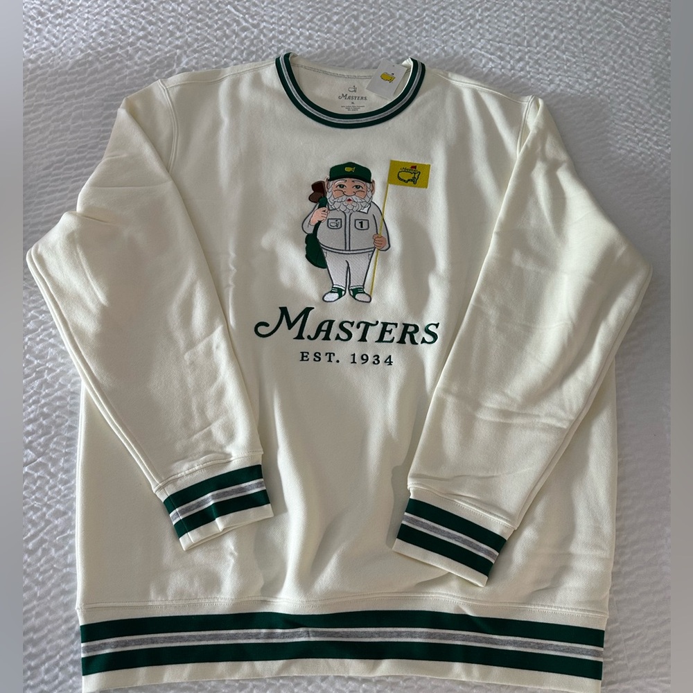 Masters Augusta National Gnome Crewneck Sweatshirt Cream L NWT 2026